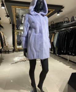 Шуба норка с капюшоном размер EU 42